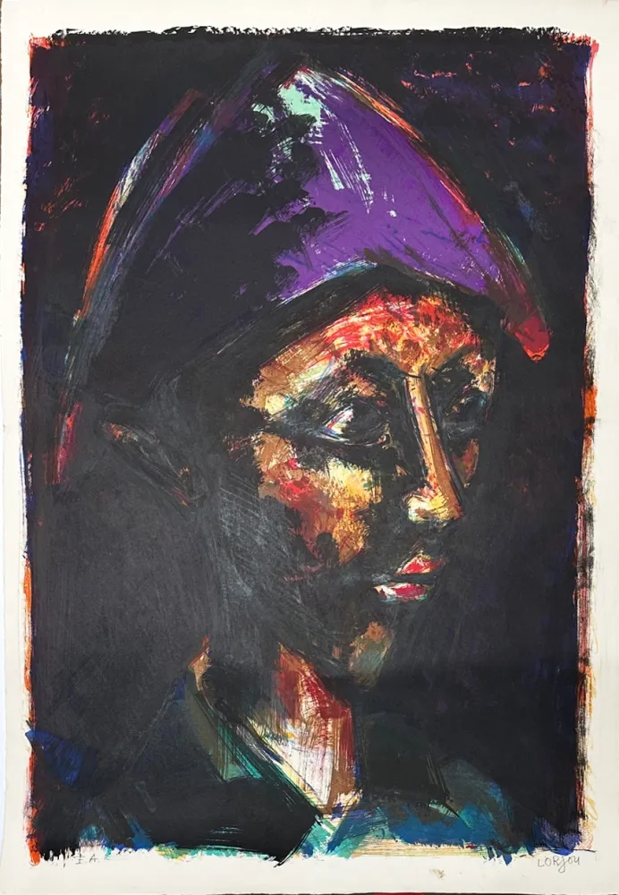 リトグラフ Lorjou - Arlequin mauve