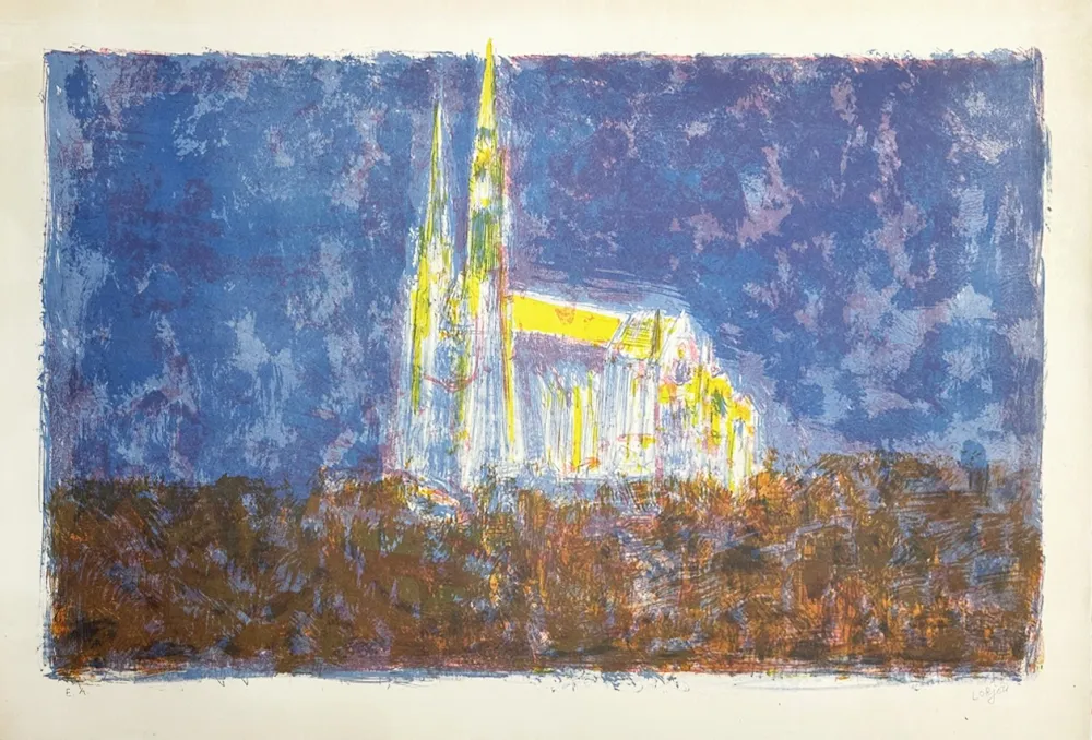 リトグラフ Lorjou - Cathédrale de Chartres
