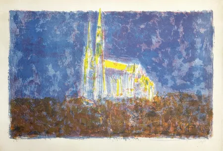 リトグラフ Lorjou - Cathédrale de Chartres