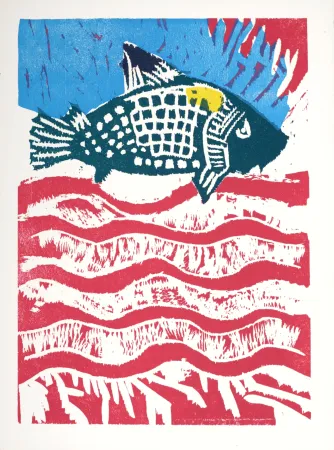 木版 Lorjou - La Carpe, 1965