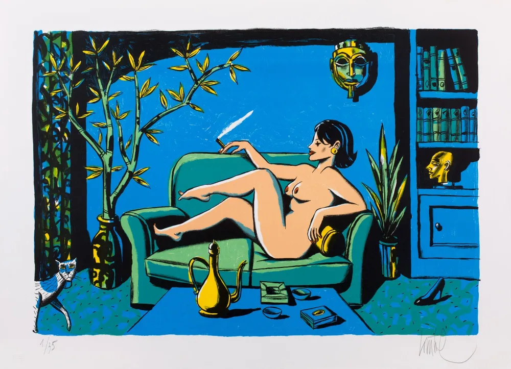 リトグラフ Loustal - Nu au Masque