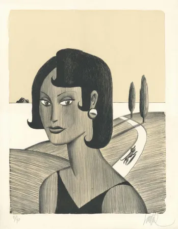 リトグラフ Loustal - Route Côtière