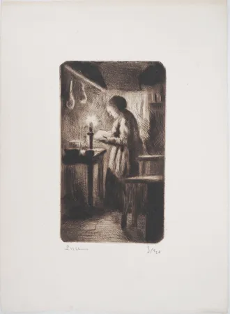 ポイントーセッシュ Luce - Maximilien LUCE - La cuisine (rue Cortot) Vers 1895 - Gravure originale signée