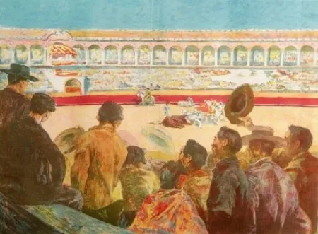 リトグラフ Lunois - La Corrida:  L'enlèvement du taureau (Taking Away the Bull)