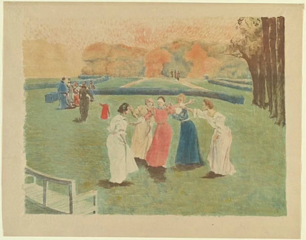 リトグラフ Lunois - Le colin-maillard (Blind Man's Bluff)