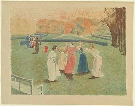 リトグラフ Lunois - Le colin-maillard (Blind Man's Bluff)