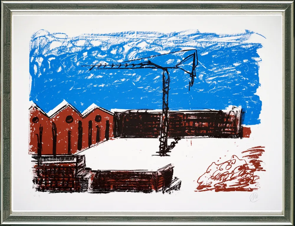 シルクスクリーン Lüpertz - Forumsmauern (Baukran)