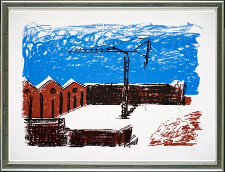 シルクスクリーン Lüpertz - Forumsmauern (Baukran)