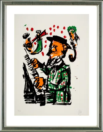 シルクスクリーン Lüpertz - O.T. (Jazzmusiker am Piano)