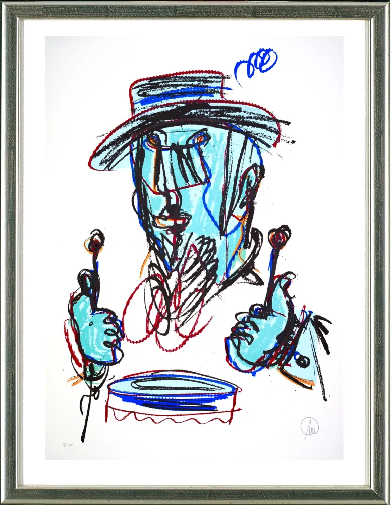 シルクスクリーン Lüpertz - O.T. (Trommler), 2015