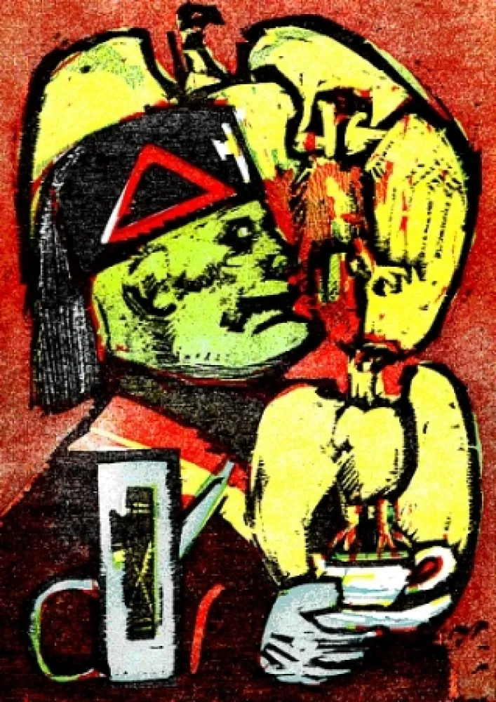 挿絵入り本 Maccari - Lunch at Mussolini