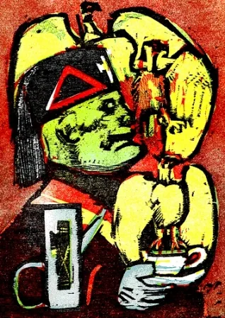 挿絵入り本 Maccari - Lunch at Mussolini