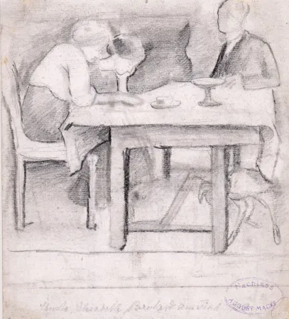 技術的なありません Macke - Christa, Elisabeth, Bernhard am Tisch. Verso: Geburtstagstisch für Sofie Gerhardt.