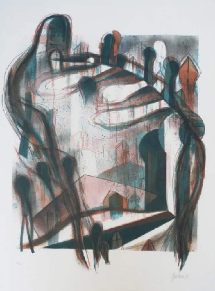 リトグラフ Macotela - Nocturno y sombras