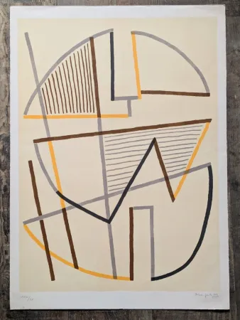 リトグラフ Magnelli - Alberto Magnelli, Donna Seduta, Hand-Signed Lithograph in 7 colors,