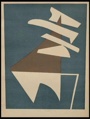 リトグラフ Magnelli - Composition sur fond bleu 