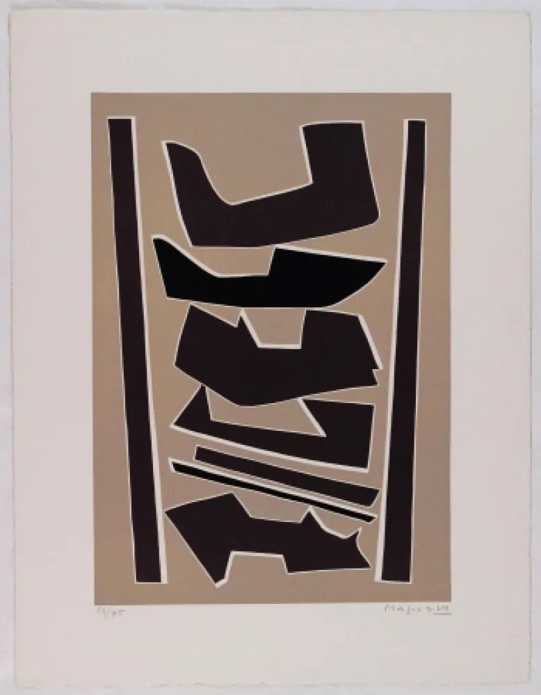 リノリウム彫版 Magnelli - La Ferrage III