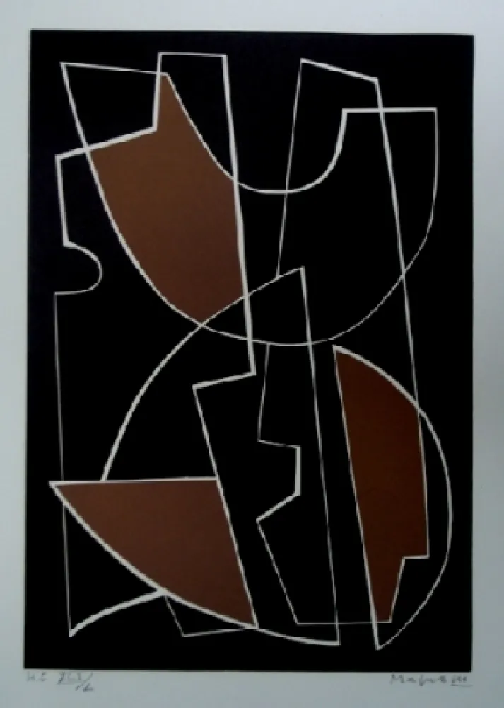 リノリウム彫版 Magnelli - La Magnanerie de la Ferrage 1