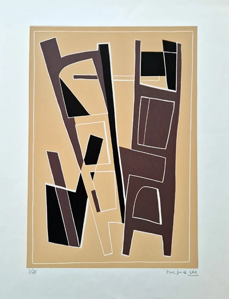 リノリウム彫版 Magnelli - La Magnanerie de La Ferrage VI