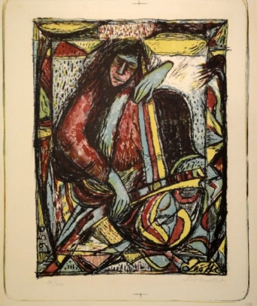 リトグラフ Maillet - Violoncellist