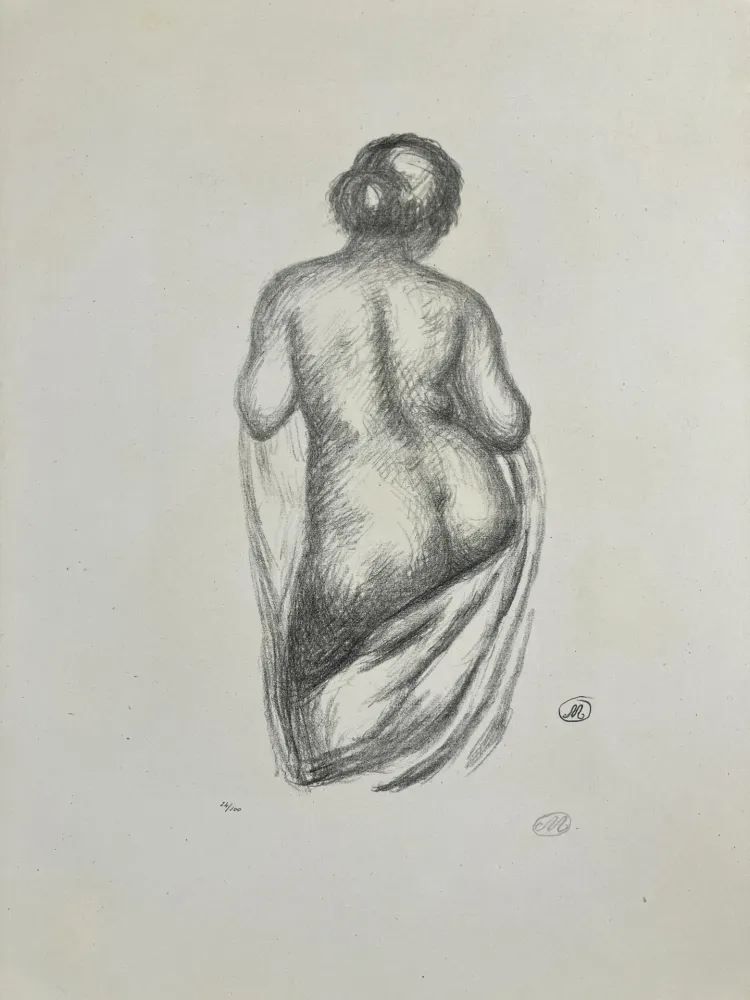 リトグラフ Maillol - Femme de dos drapée. 1926.