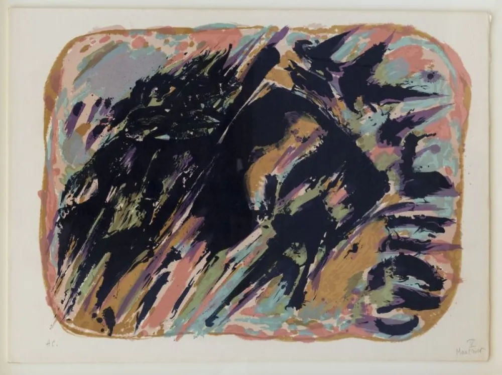 リトグラフ Manessier - Composition abstraite 