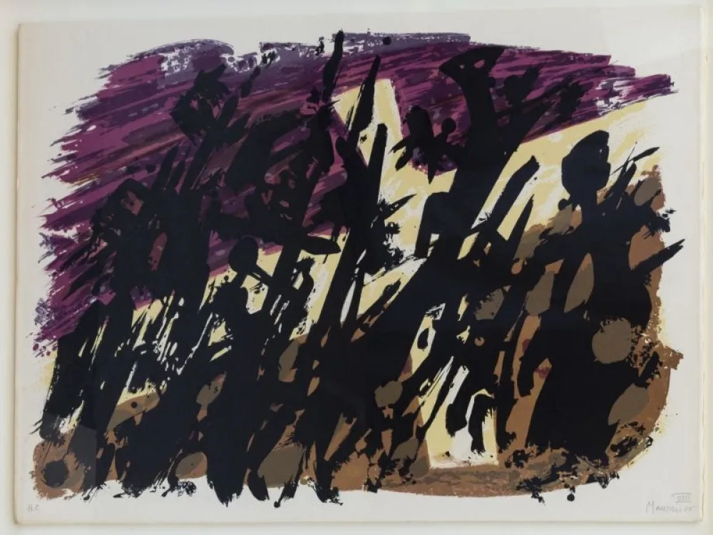 リトグラフ Manessier - Composition abstraite 