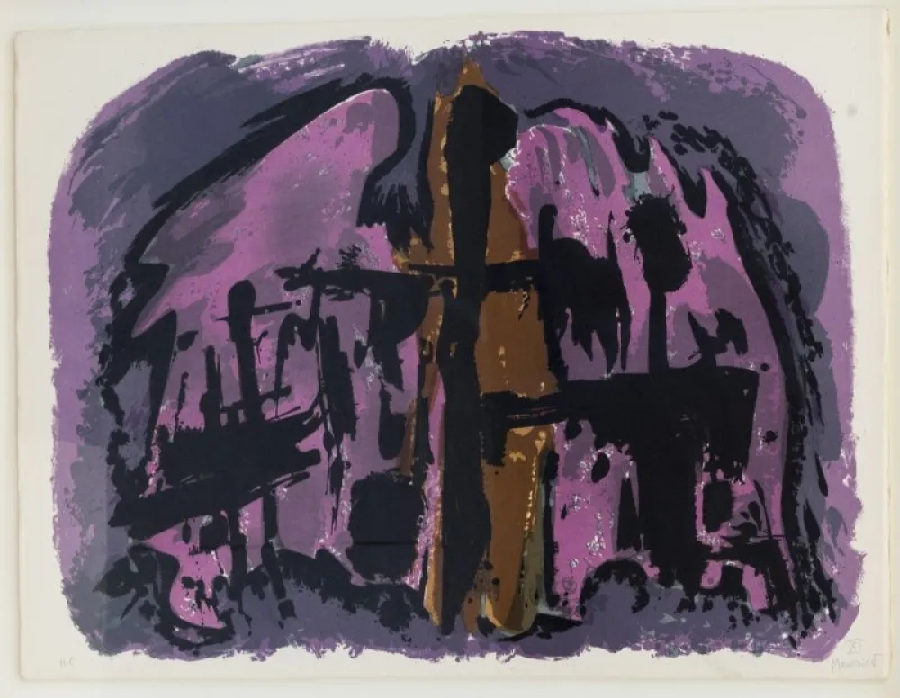 リトグラフ Manessier - Composition abstraite