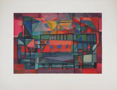 リトグラフ Manessier - Construction de l'arche