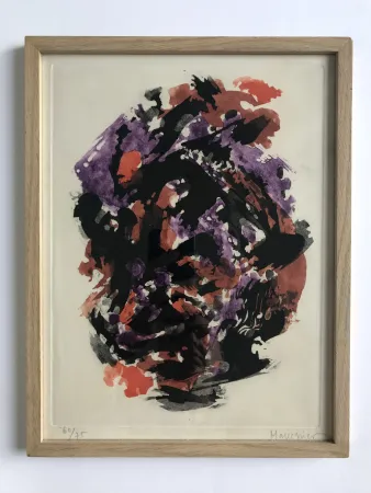 アクチアント Manessier - Eau-forte en rouge et violet n°23 bis