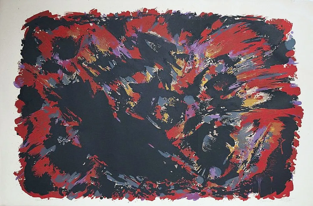 リトグラフ Manessier - Le procès de Burgos II