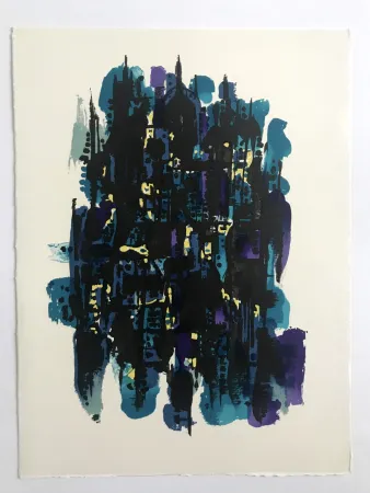 リトグラフ Manessier - L'enfant dans la cité des ombres VI : La Montagne Sainte-Geneviève