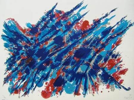 リトグラフ Manessier - Suite de Pâques Le sang et l'eau