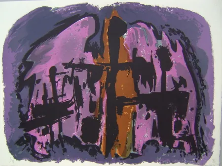 リトグラフ Manessier - Suite de Paques XI, La Mise au tombeau