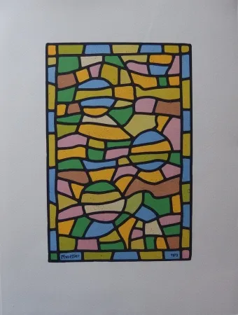 リトグラフ Manessier - Vitrail