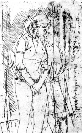 エッチング Manfredi - Ballerina mentre calza i guanti