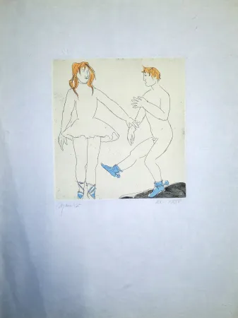 エッチング Manzu - Passo di danza a due