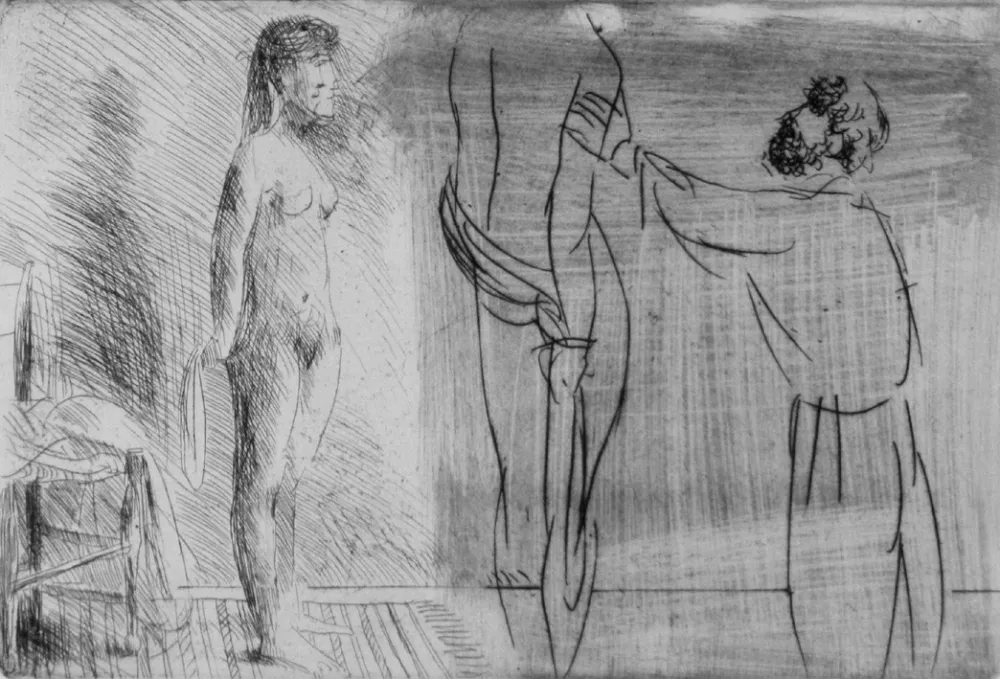 エッチング Manzu - Scultore nello studio