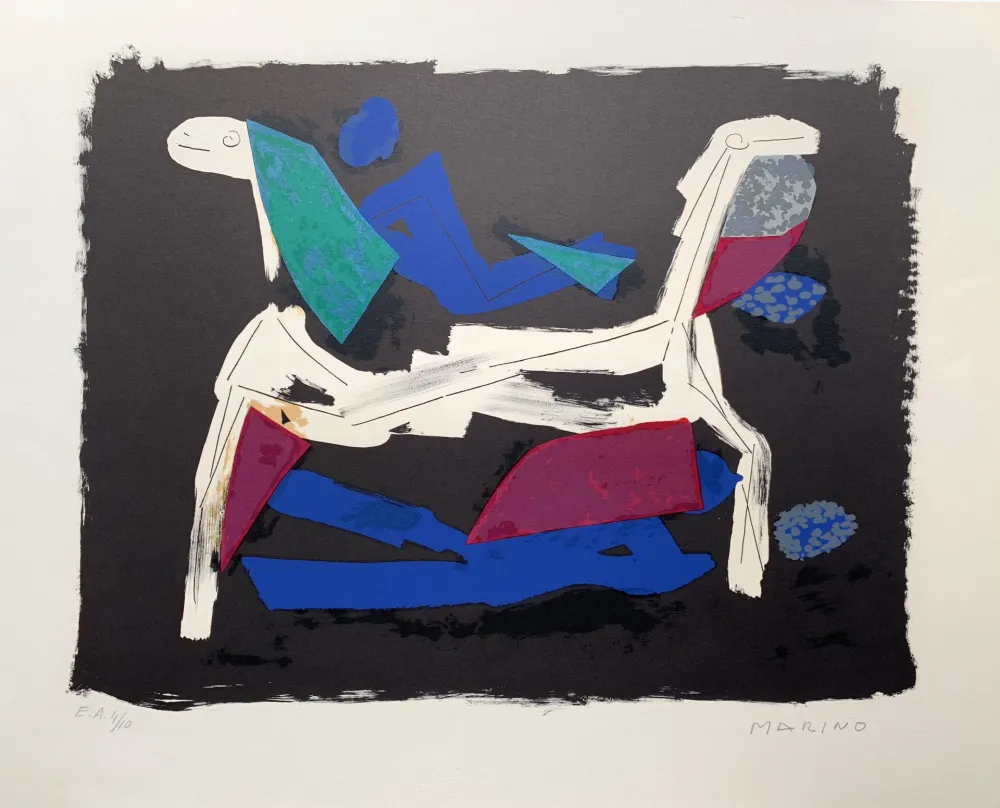 リトグラフ Marini - Chevaux et cavaliers I 