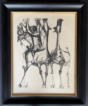 リトグラフ Marini - Marino Marini (1901 - 1980) - CAVALIERS ET CHEVAUX, FOND CREME - lithograph on paper - 1952