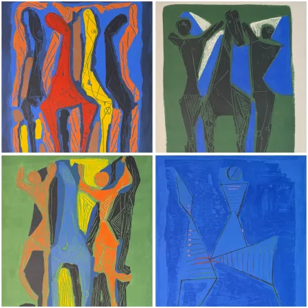 彫版 Marini - Marino Marini (1901–1980) - MARINO FROM GOETHE - Complete original folder containing 4 color etchings and aquatints on Arches paper - 1979