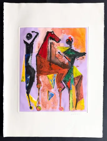彫版 Marini - Marino Marini (1901–1980) - MARINO FROM SHAKESPEARE I - Color drypoint etching and aquatint on paper - 1977
