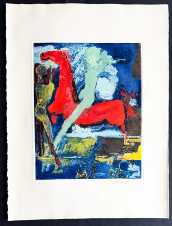 彫版 Marini - Marino Marini (1901–1980) - MARINO FROM SHAKESPEARE I - Color drypoint etching and aquatint on paper - 1977