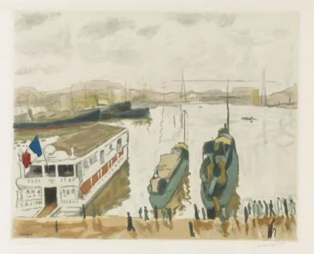 エッチングと　アクチアント Marquet - Le Port de Marseille. 1923-1924.