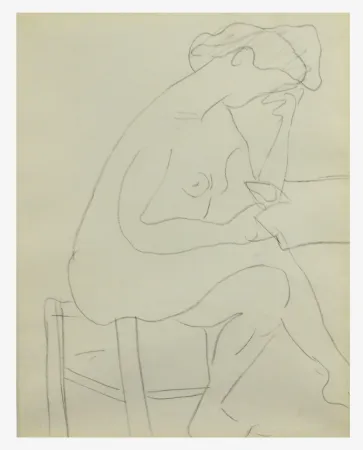 技術的なありません Marquet - Modèle nu au tabouret à sa lecture, Dessin