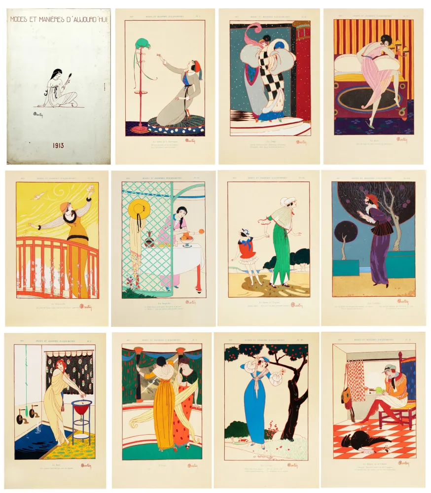 挿絵入り本 Martin - MODES ET MANIÈRES D'AUJOURD'HUI. 1913. Album original des 12 pochoirs.