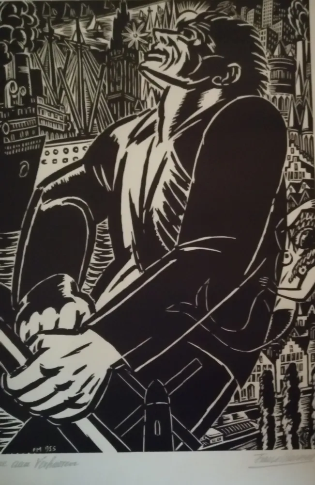 木版 Masereel - Ere aan Verhaeren