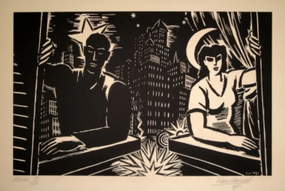 木版 Masereel - Voisins