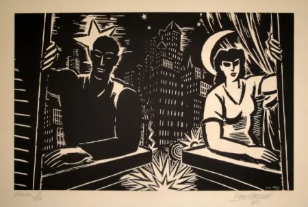 木版 Masereel - Voisins