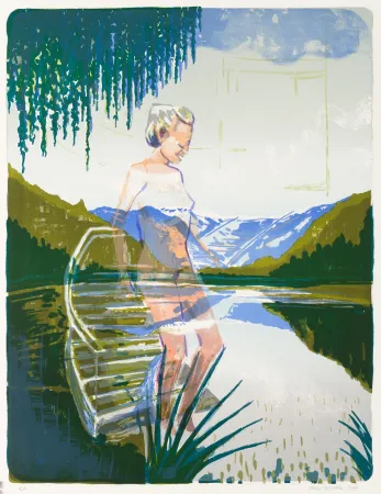 リトグラフ Masmonteil - Baigneuse 1 (Nu descendant l'escalier)